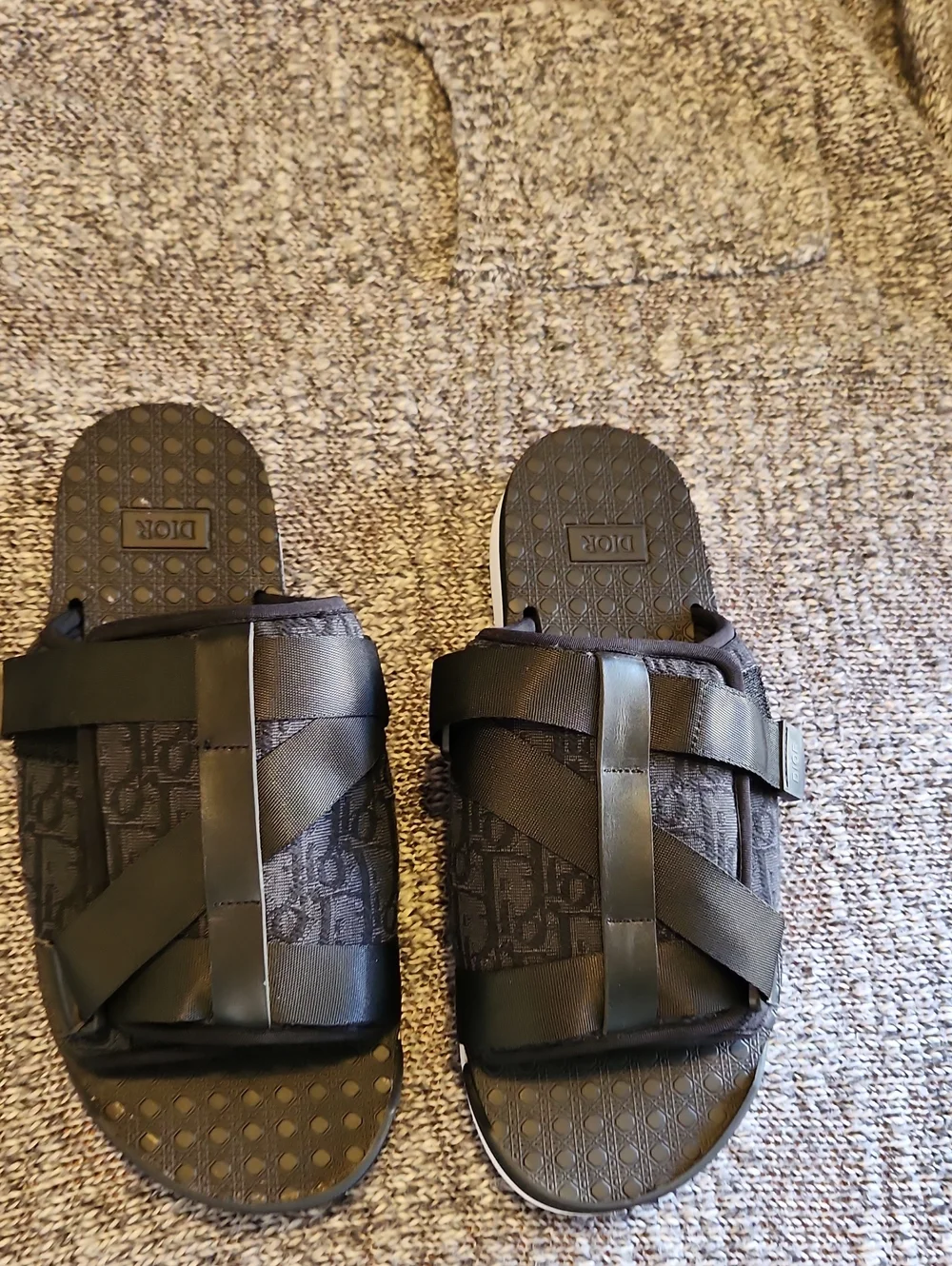 Dior Black Crisscross Logo Slide Sandals